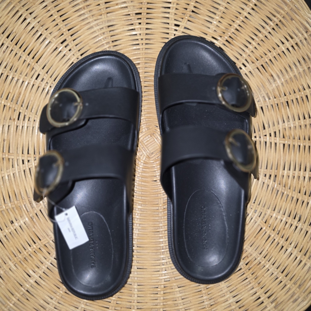 Banana Republic Black Double Strap Sandals